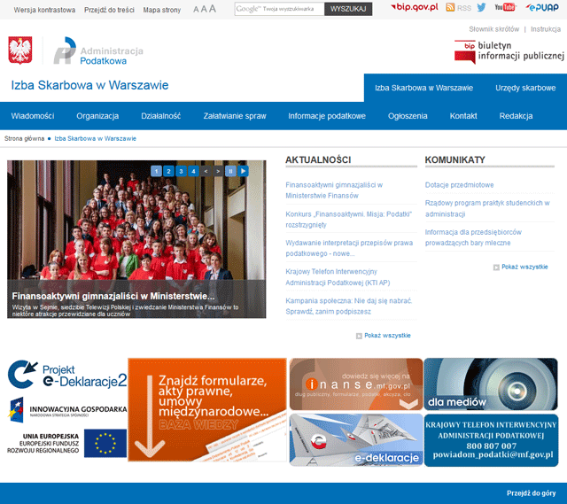 Obrazek nowe strony BIP izb i urzędów skarbowych