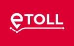 Logo e-TOLL na czerwonym tle.