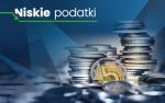 Tekst Niskie podatki plus monety po prawie stronie