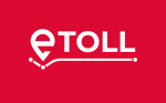 Grafika ilustracyjna - na czerwonym biały tle napis e-Toll