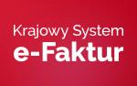 Napis na czerwonym tle: Krajowy System e-Faktur.