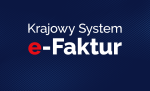 Grafika dekoracyjna, napis Krajowy System e-Faktur na granatowym tle