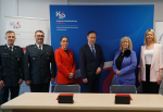Dyrektor Izby Dariusz Hys, Dyrektor Szkoły Izabela Nowak-Piłka, Zastępca Dyrektora Izby insp. Zbigniew Kolanda, Wicedyrektor Szkoły Sylwia Cichocka, członek Zespołu Programowego mł. asp. Marcin Trzmiel.  