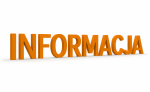 Żółty napis informacja na białym tle.