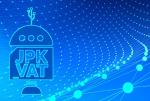 Robot z napisem JPK_VAT na niebieskim tle