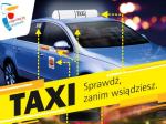 zdjęcie taksówki i żółty napis Taxi sprawdź zanim wsiądziesz